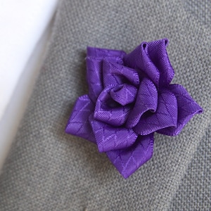Handmade Purple Rose Lapel Pin -  Boutonniere / Lapel Flower / Men's lapel pin / Floral Pin / Rose Brooch / Flower Pin
