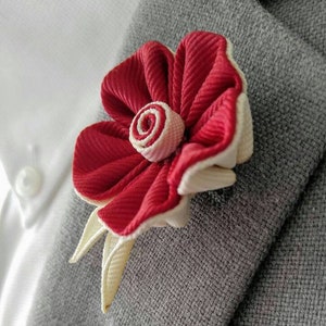 Flower Lapel Pin / Lapel flower / Kanzashi Flower Pin / Boutonniere / Flower Brooch / Suit Accessories