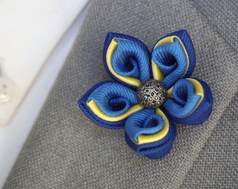 Handmade 5 Petal Flower Lapel Pin / Lapel flower Brooch / Kanzashi Flower Pin / Mens Accessories / Suit Accessories