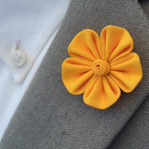 Handmade Yellow Gold Flower Lapel Pin, flower lapel pin, lapel flower, Flower Brooch, boutonniere, groomsmen gift