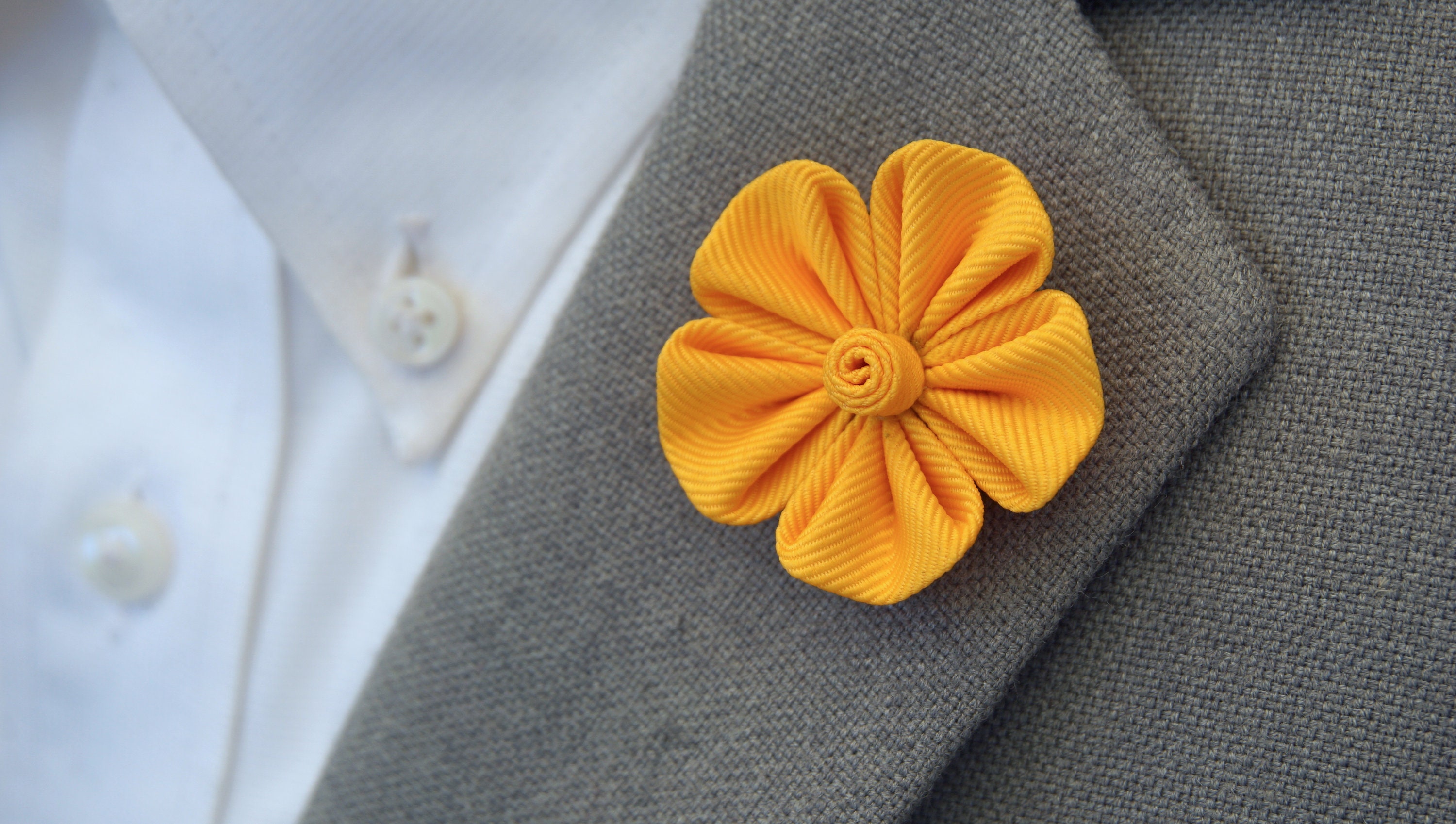 Handmade Yellow Gold Flower Lapel Pin flower lapel pin lapel flower Flower Brooch boutonniere groomsmen gift