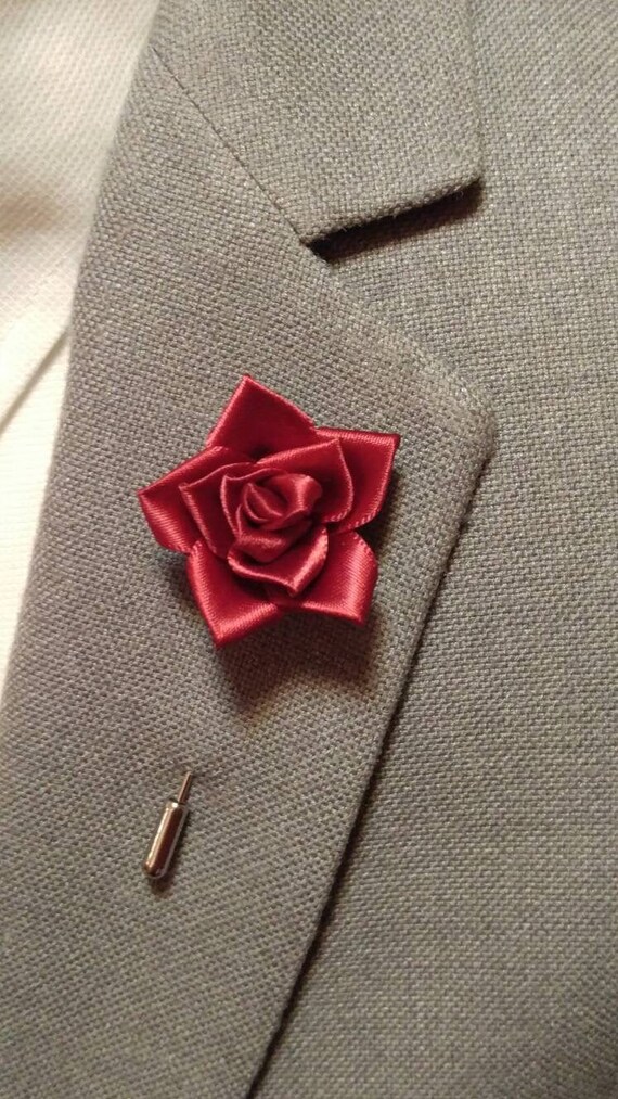 Satin Rose Lapel Pin / Boutonnieres / Men's Flower Lapel | Etsy