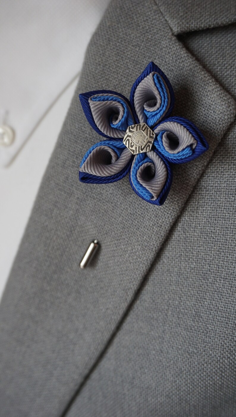 Floral Lapel Pin Colorful Men/'s Flower Lapel Pin Kanzashi lapel pin