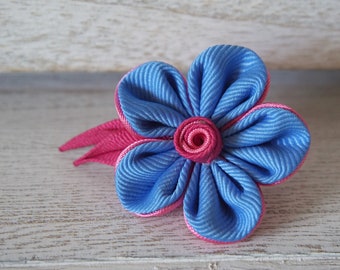 5 Petal Handmade Lapel Flower Pin - Blue/Pink Lapel Pin - Wedding Boutonniere - Flower Brooch - Suit Accessories