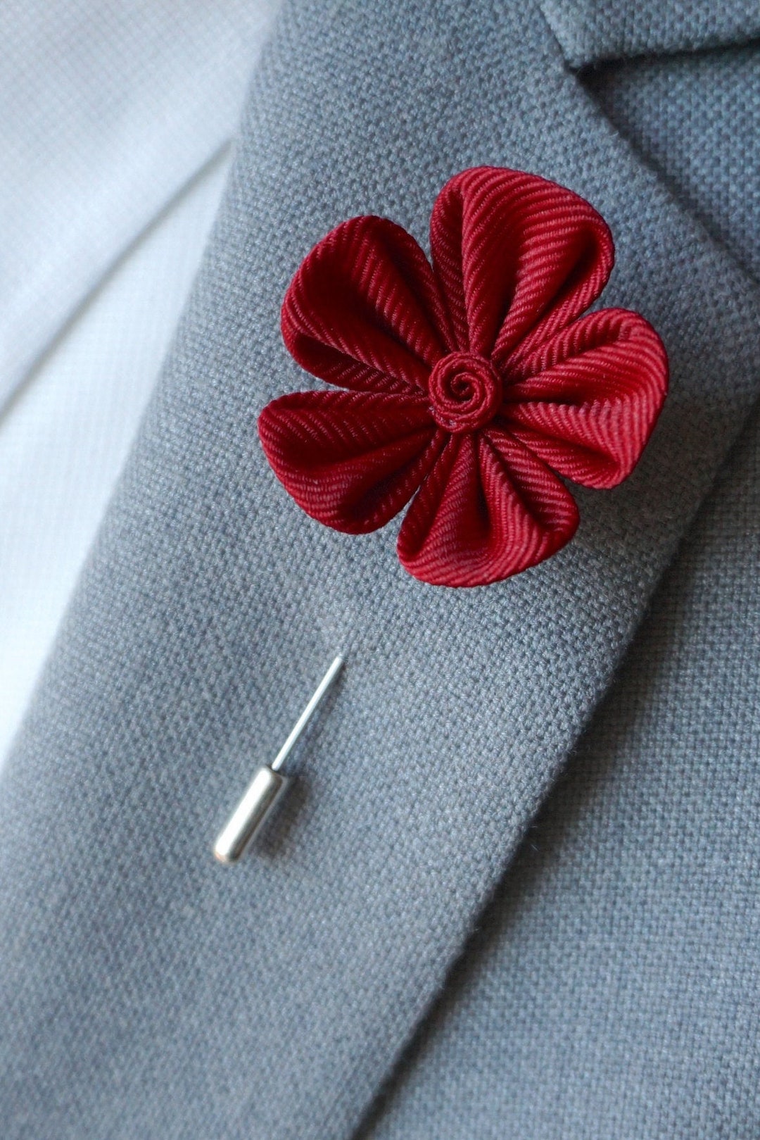 Handmade Lapel Flower Pin / Flower Lapel Pin / Flower Brooch / Kanzashi ...