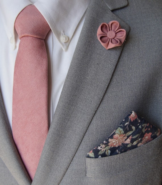 blush and grey tie