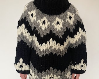Fair isle sweater, nordic sweater, Norwegian wool sweater, Icelandic sweater, chunky sweater, merino wool sweater, oversized turtleneck