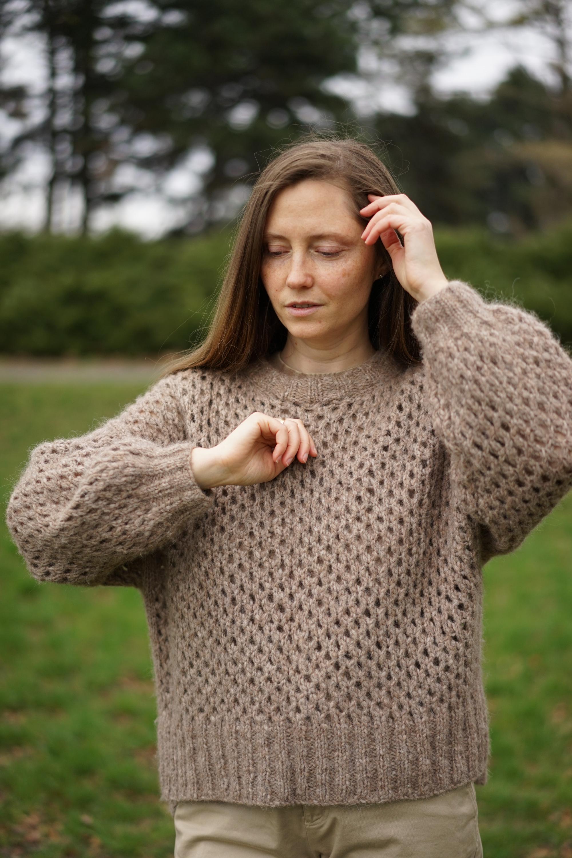 ニット/セーター argue WOOL ALPACA HAND KNITPOPPYPULLOVE Hand Knit Alpaca Wool Sweater: Mocha Brown Slouchy Pullover - Etsy