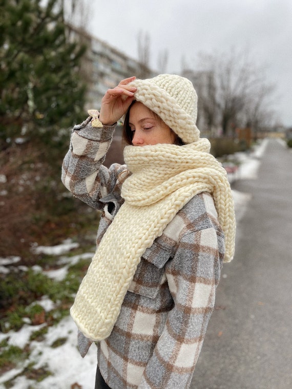 Ensemble bonnet et écharpe tricotés 5 pièces ensemble d'hiver