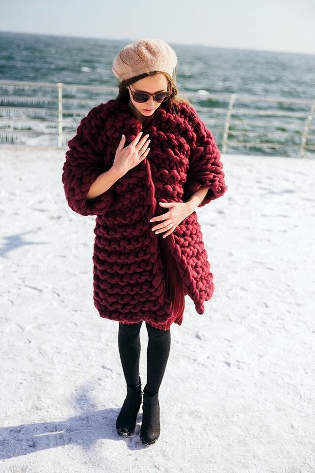 Knitted Trench Coat Etsy