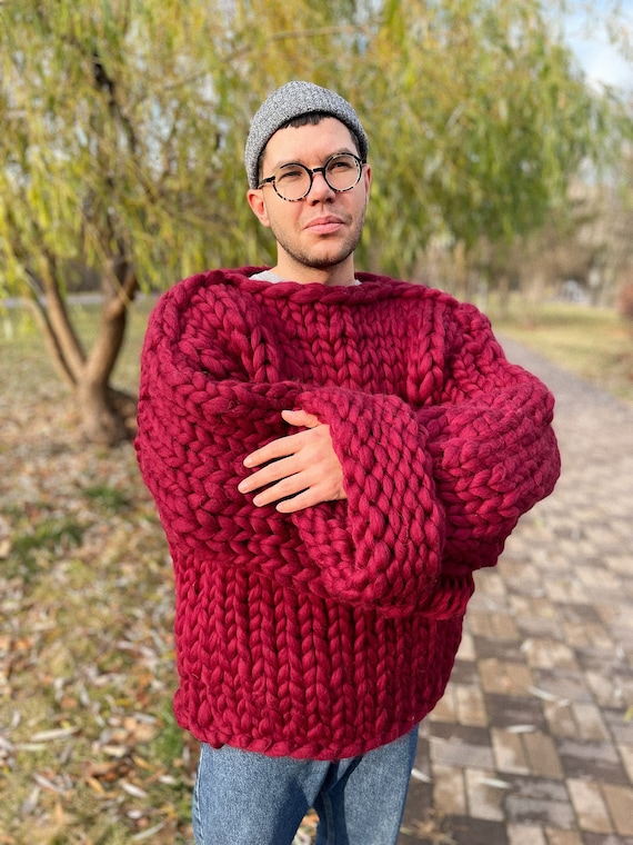 Hand gebreide mannen merino wollen trui Kleding Herenkleding Sweaters 
