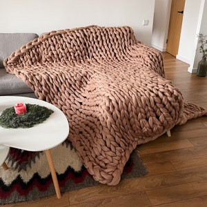 Chunky knit blanket, Merino wool blanket, Arm Knit Blanket, Super Chunky Blanket, Big knit, chunky knit throw, Scandinavian housewarming image 7