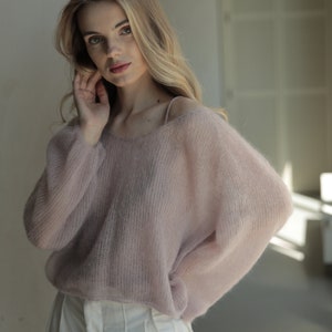 Mohair sweater, hand knit sweater, cable knit sweater, angora sweater, wool sweater women, oversized sweater, mohair jumper, cropped sweater image 8