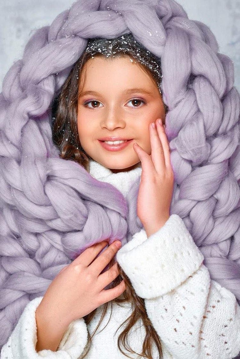Baby girl blanket, super soft merino wool, chunky knit blanket, new baby gift, unique baby gift, baby shower bingo, new mom gift, Christmas Lavender