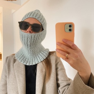 Hand knitted balaclava hat, women&#39;s wool knit hat, knitted helmet, custom knit balaclavas, unisex knitted hat, wool balaclava hat