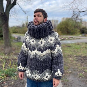 Fair isle sweater, nordic sweater, norwegian wool sweater, icelandic sweater, chunky sweater, merino wool sweater, oversized turtleneck image 8