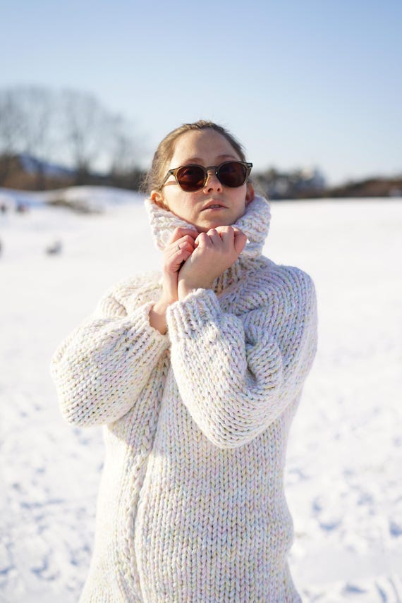 Hand-knitted Merino Wool Catsuit: Chunky Knit Winter Loungewear