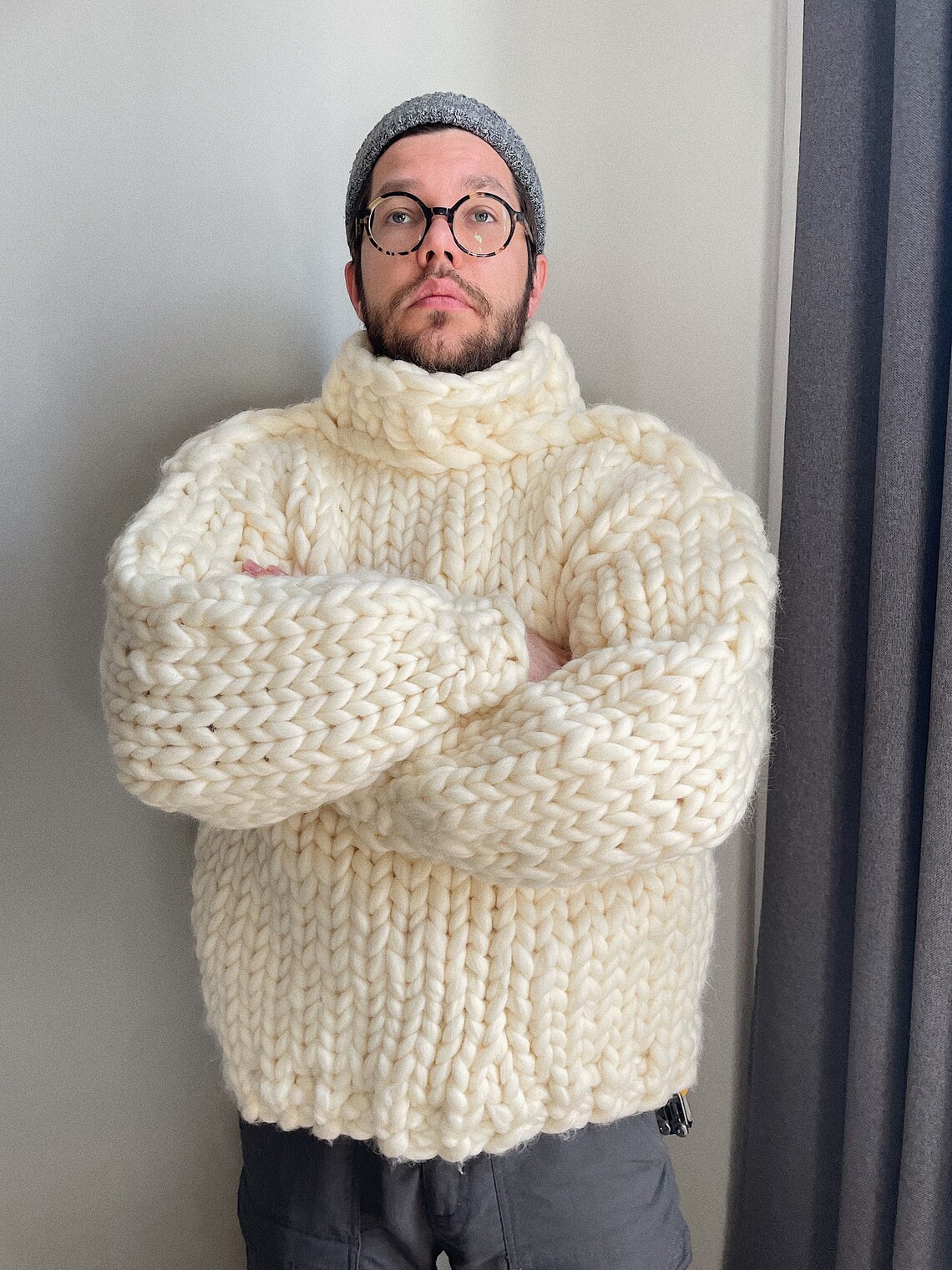 Chunky Knit Sweater for Men Merino Wool Sweater Turtleneck - Etsy