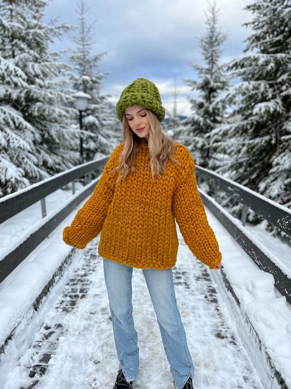 Oversized Sweater, Wool Sweater, Chunky Knit Sweater, 80s Sweater