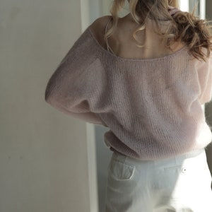 Mohair sweater, hand knit sweater, cable knit sweater, angora sweater, wool sweater women, oversized sweater, mohair jumper, cropped sweater image 5