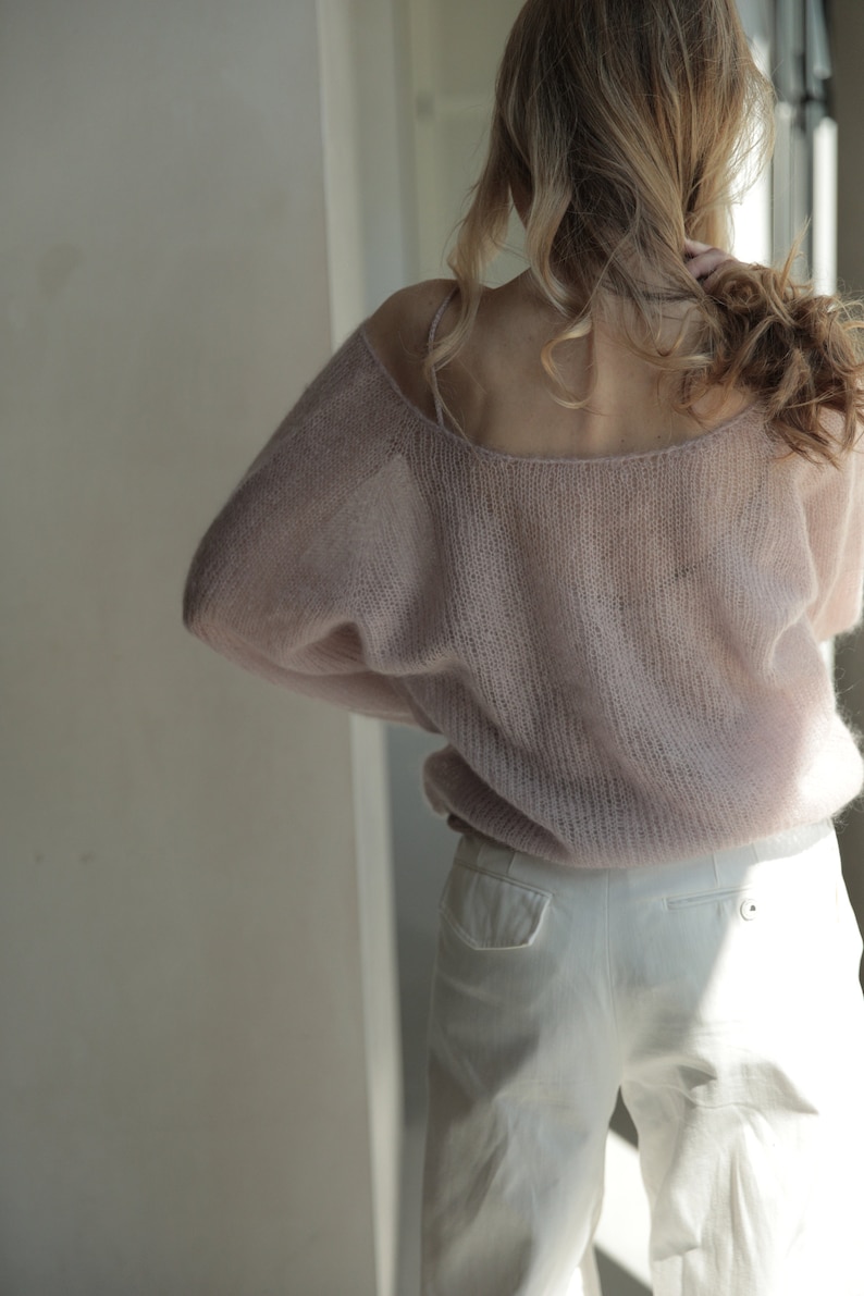 Mohair sweater, hand knit sweater, cable knit sweater, angora sweater, wool sweater women, oversized sweater, mohair jumper, cropped sweater image 5