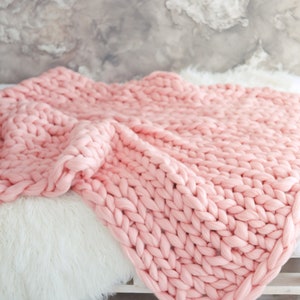 Chunky knit blanket, merino wool blanket, hand knit blanket, weighted blanket, knit throw blanket, teenage girl gifts, unusual gifts, image 4