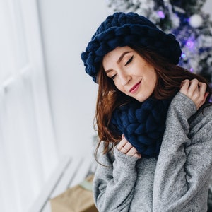 Women's wool knit hat, Winter hat, Helsinki Hat, Knit Hat, Super chunky beanie, Chunky knit, Merino wool, Good mood, Best price,Smiling eyes image 4