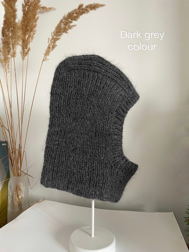 Knitted balaclava, custom hat for her, knitted hood, crochet hat, hand knit hat, vintage hats, mohair hat, mens balaclava helmet image 9