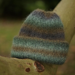 Fuzzy mohair beanie, hand-knitted beanie, soft winter hat, Italian yarn beanie, premium mohair hat, chunky knit hat, fluffy wool hat