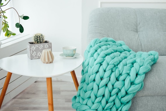 Chunky knit blanket, Soft blanket, Wool blanket, Personalized blanket, Giant knit blanket, Thick yarn blanket,Christmas blanket,baby blanket
