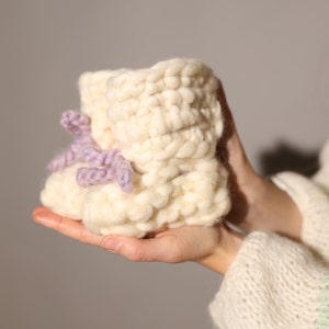 Crochet baby booties, natural merino wool, boho baby shower gift, baby girl shoes, baby boy gift, newborn booties, custom baby gift image 5