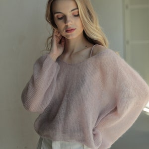 Mohair sweater, hand knit sweater, cable knit sweater, angora sweater, wool sweater women, oversized sweater, mohair jumper, cropped sweater image 3