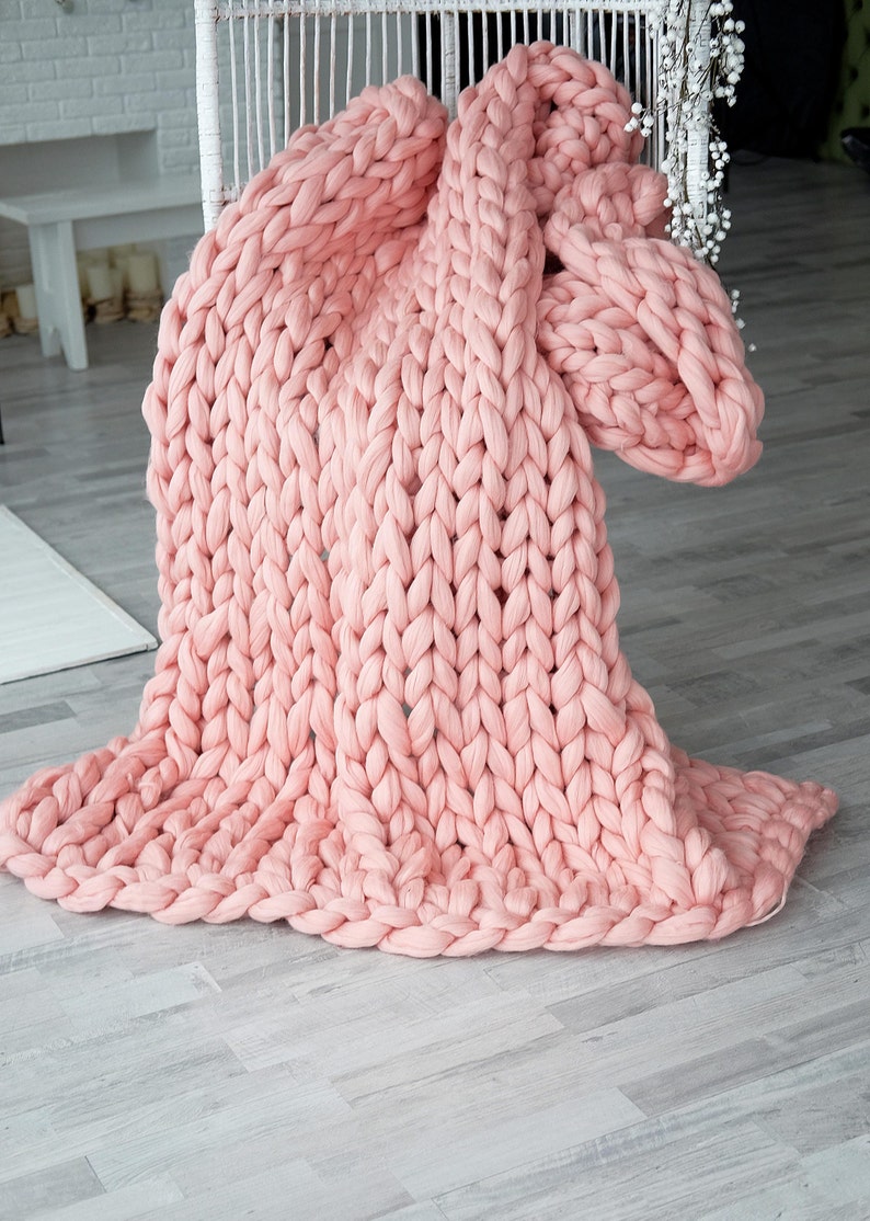 Chunky Knit Blanket Merino Wool Chunky Blanket Knit Blanket Etsy
