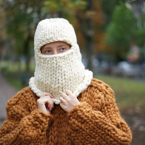 Hand knitted balaclava hat, women&#39;s wool knit hat, knitted helmet, merino wool, custom knit balaclavas, unisex knitted hat