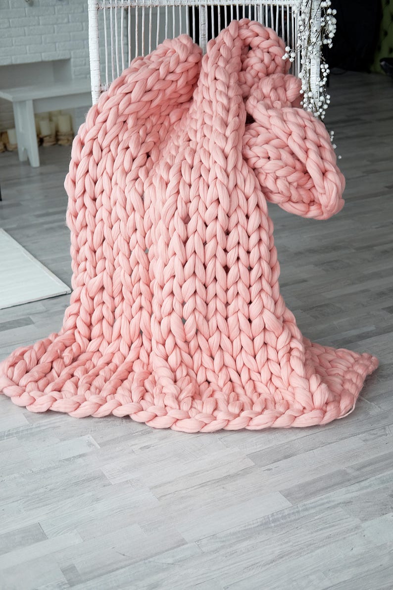 Chunky knit blanket Merino wool blanket Arm Knit Blanket Etsy