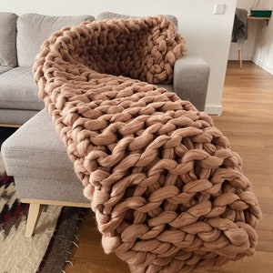 Chunky knit blanket, Merino wool blanket, Arm Knit Blanket, Super Chunky Blanket, Big knit, chunky knit throw, Scandinavian housewarming image 2
