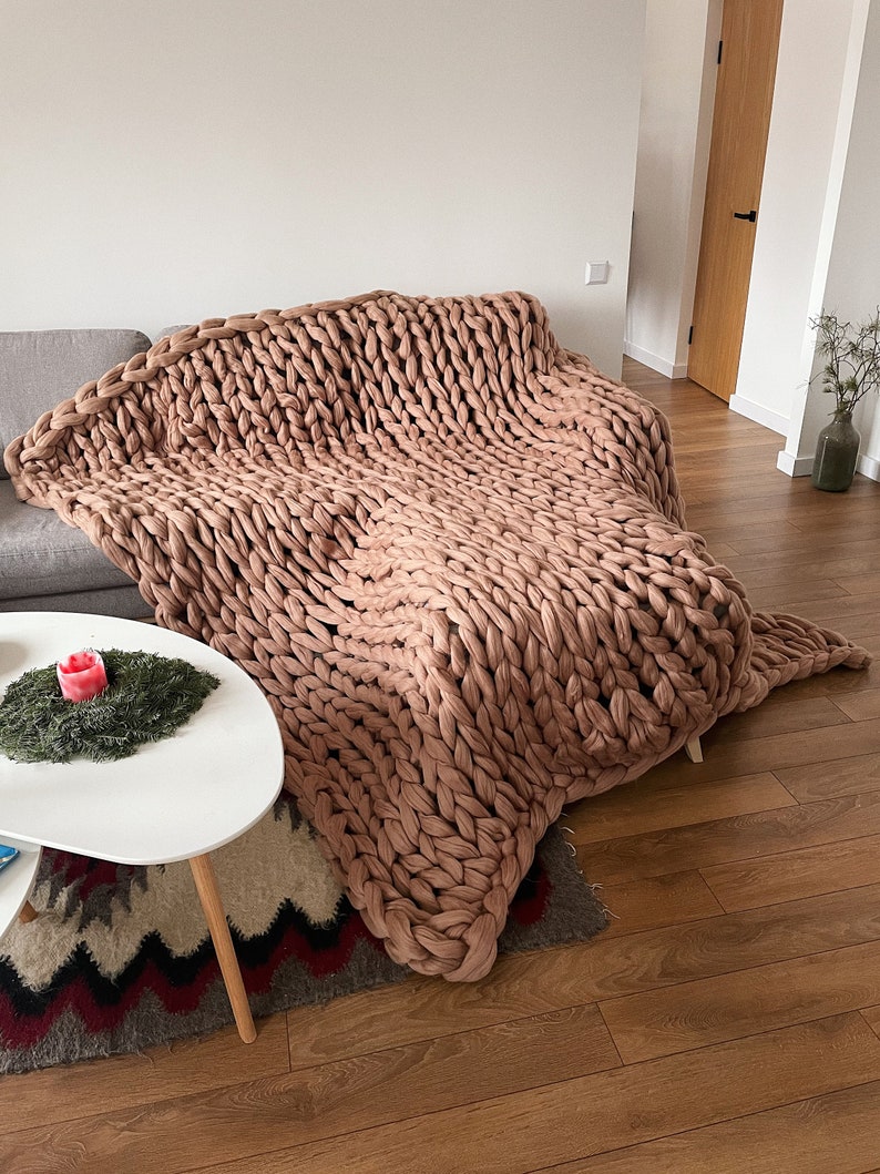 Chunky knit blanket, Merino wool blanket, Arm Knit Blanket, Super Chunky Blanket, Big knit, chunky knit throw, Scandinavian housewarming image 1