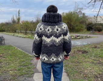 Fair isle sweater, nordic sweater, norwegian wool sweater, icelandic  sweater, chunky sweater, merino wool sweater, oversized turtleneck