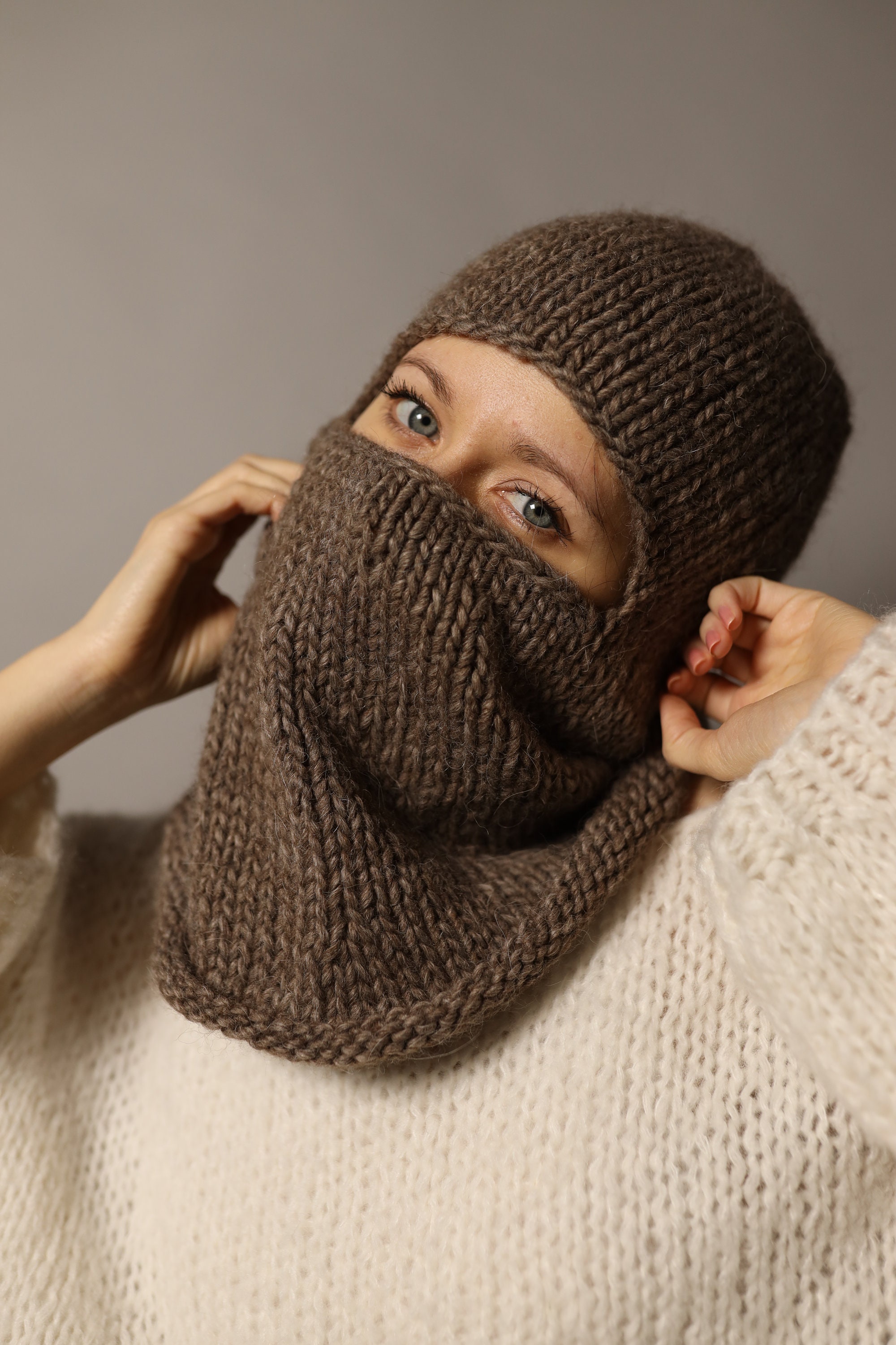 Knitted Balaclava Hat, Wool Balaclava, Winter Hat, Knitted Knitted Balaclava Hat, Wool Balaclava, Winter Hat, Knitted