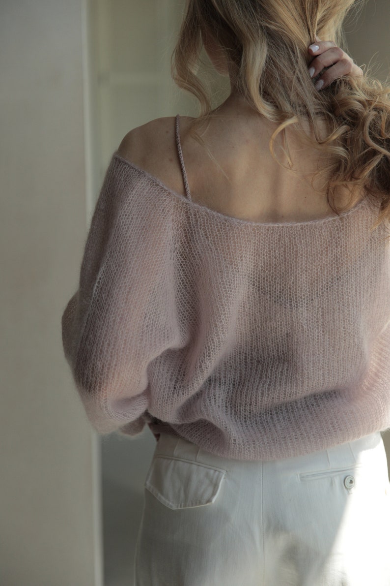 Mohair sweater, hand knit sweater, cable knit sweater, angora sweater, wool sweater women, oversized sweater, mohair jumper, cropped sweater image 9