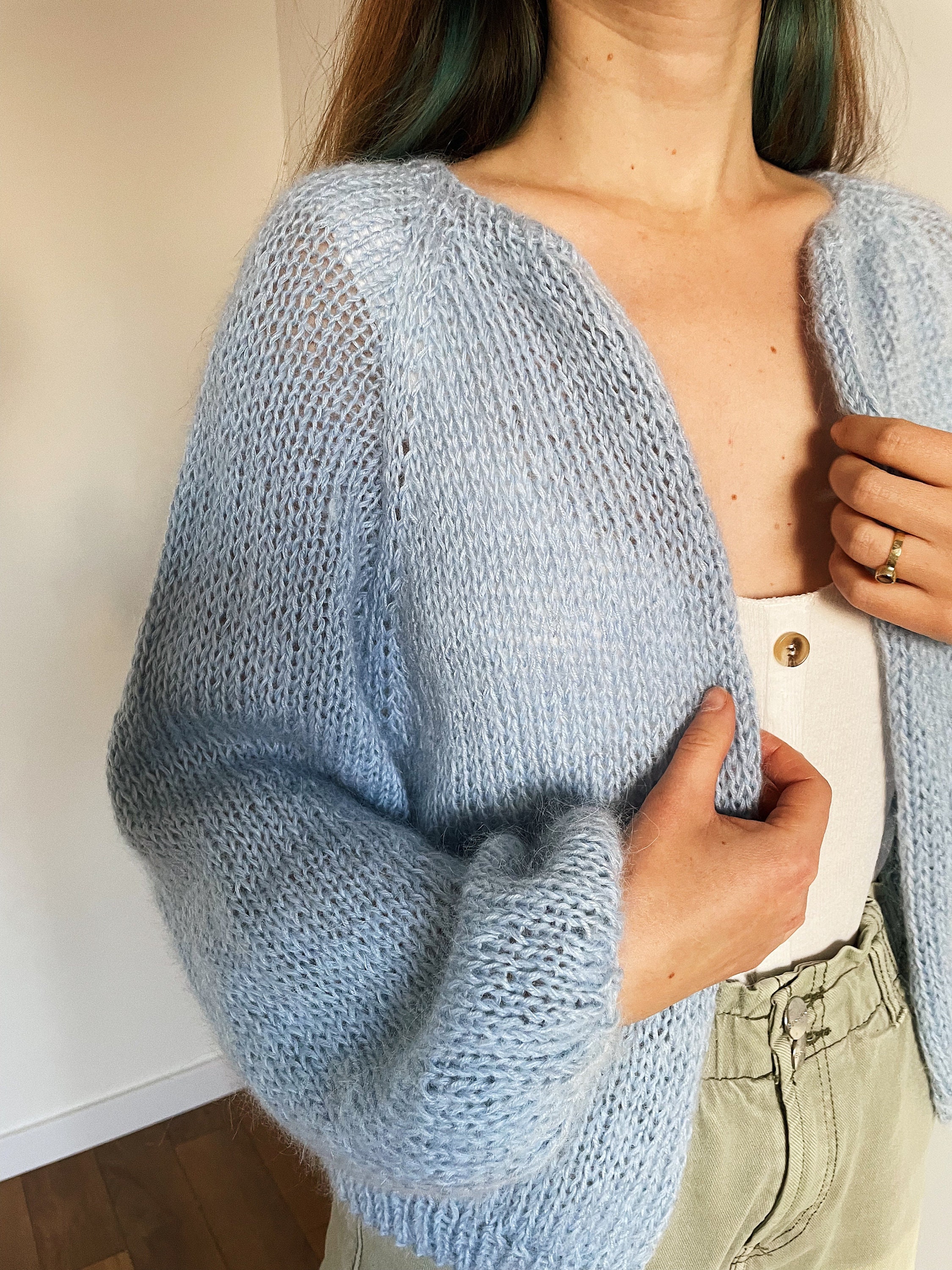 Mohair Cardigan, Light Blue Mohair Jacket, Kid Mohair Mohair Cardigan, Light Blue Mohair Jacket, Kid Mohair