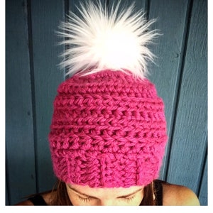CROCHET PDF PATTERN Super Simple Chunky Beanie Messy Bun Hat Digital Download