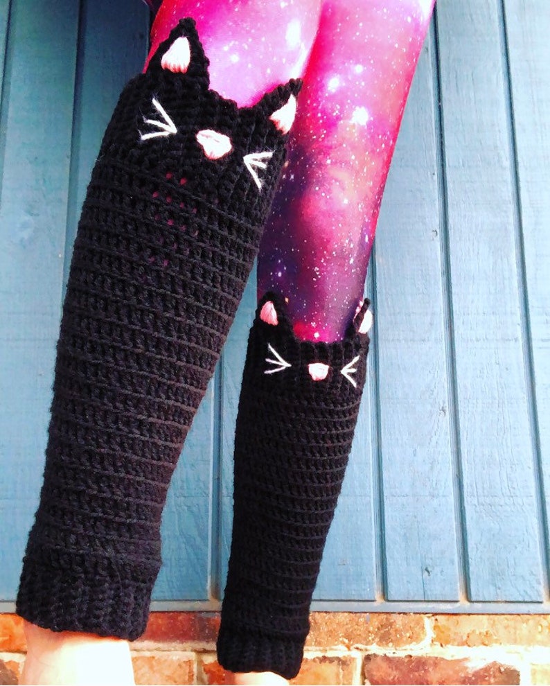 Meowtastic Kitty Leg Warmers Cute Kawaii Handmade Crochet PDF Etsy