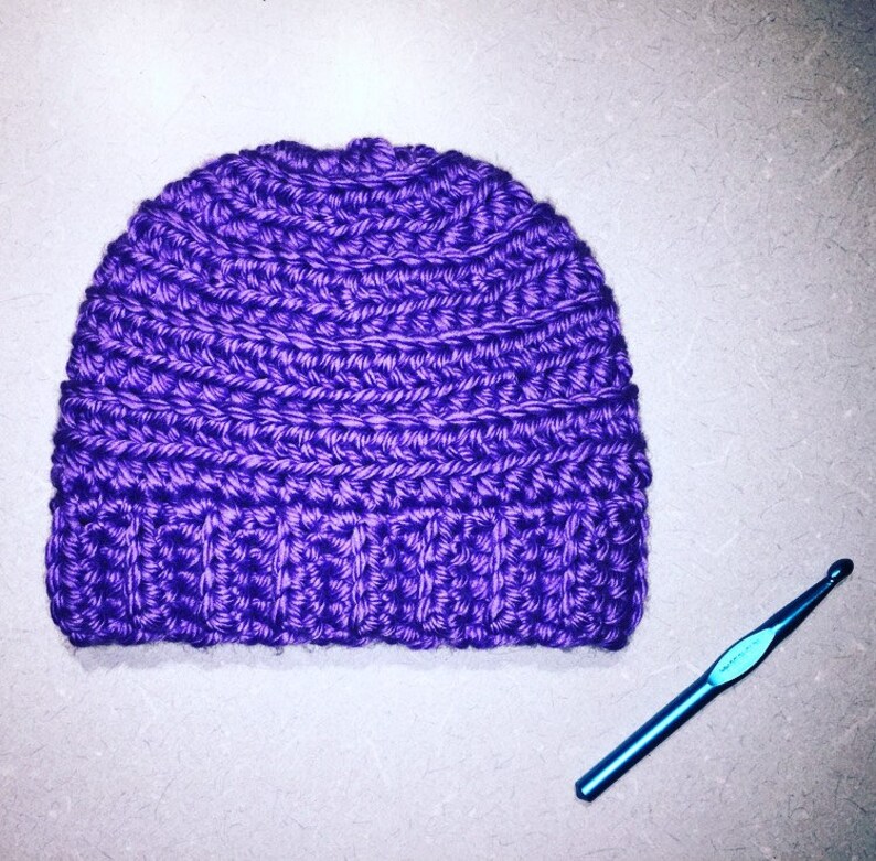 CROCHET PDF PATTERN Super Simple Chunky Beanie Messy Bun Hat Digital ...