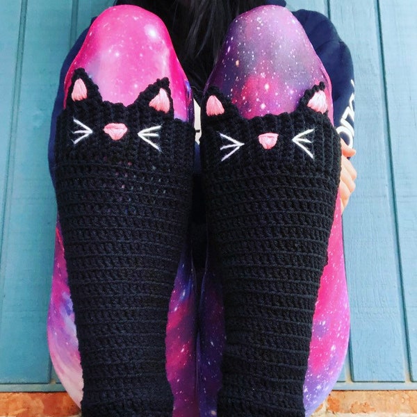 Meowtastic Kitty Leg Warmers Cute Kawaii Handmade Crochet PDF Pattern Download