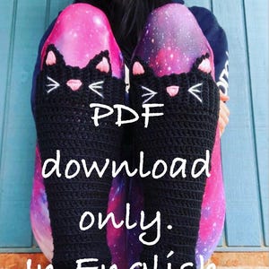 Calentadores de piernas Meowtastic Kitty, lindos patrones de crochet hechos a mano kawaii, descarga PDF