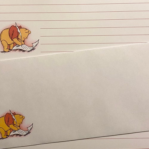 Winnie the Pooh Letter Writing Note Card Set of 10 in White or Etsy