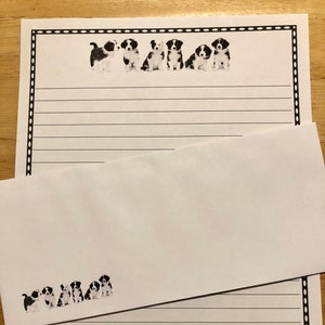 Greeting Cards - Pretty Puppies Lined Stationery Set - 12 Sheets 12 Envelopes - Snail Mail Pen Pal Letters - Stationary Writing Paper