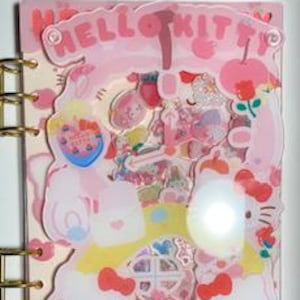 Shaker Notebook Journal Acrylic A6 Kitty Hello DIY Blank Sheets No Lines Gold Metal Hinge Clips