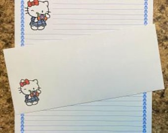 Hello Kitty Inspired Sanrio Character Plaid Stationery Set – Lined Writing Paper, Pen Pal Letters (12 Sheets 12 Envelopes)